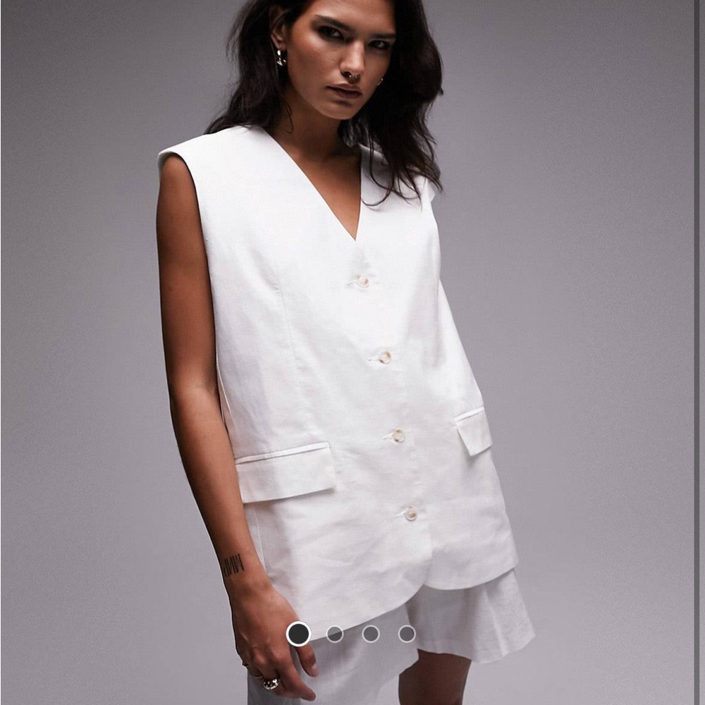 Topshop oversized linen vest set